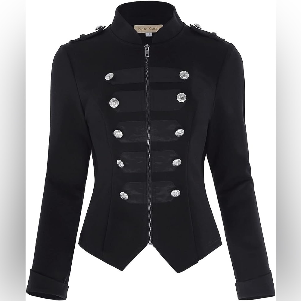 Kate Kasin Womens Victorian Steampunk Ringmaster Jacket Military Blazer